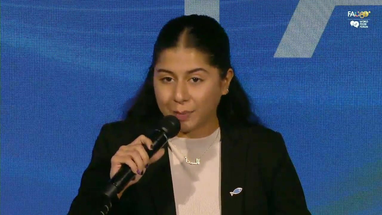 Alina Mubashir speaking into a microphone