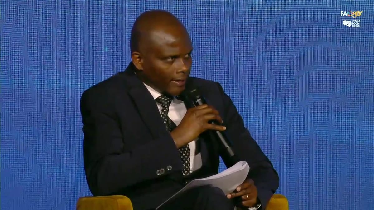 Daniel Mwendah M'Mailutha, President of the World Farmers' Organisation, speaking on the stakeholder panel