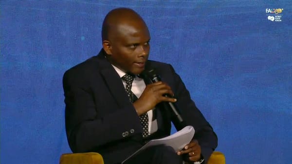 Daniel Mwendah M'Mailutha, President of the World Farmers' Organisation, speaking on the stakeholder panel